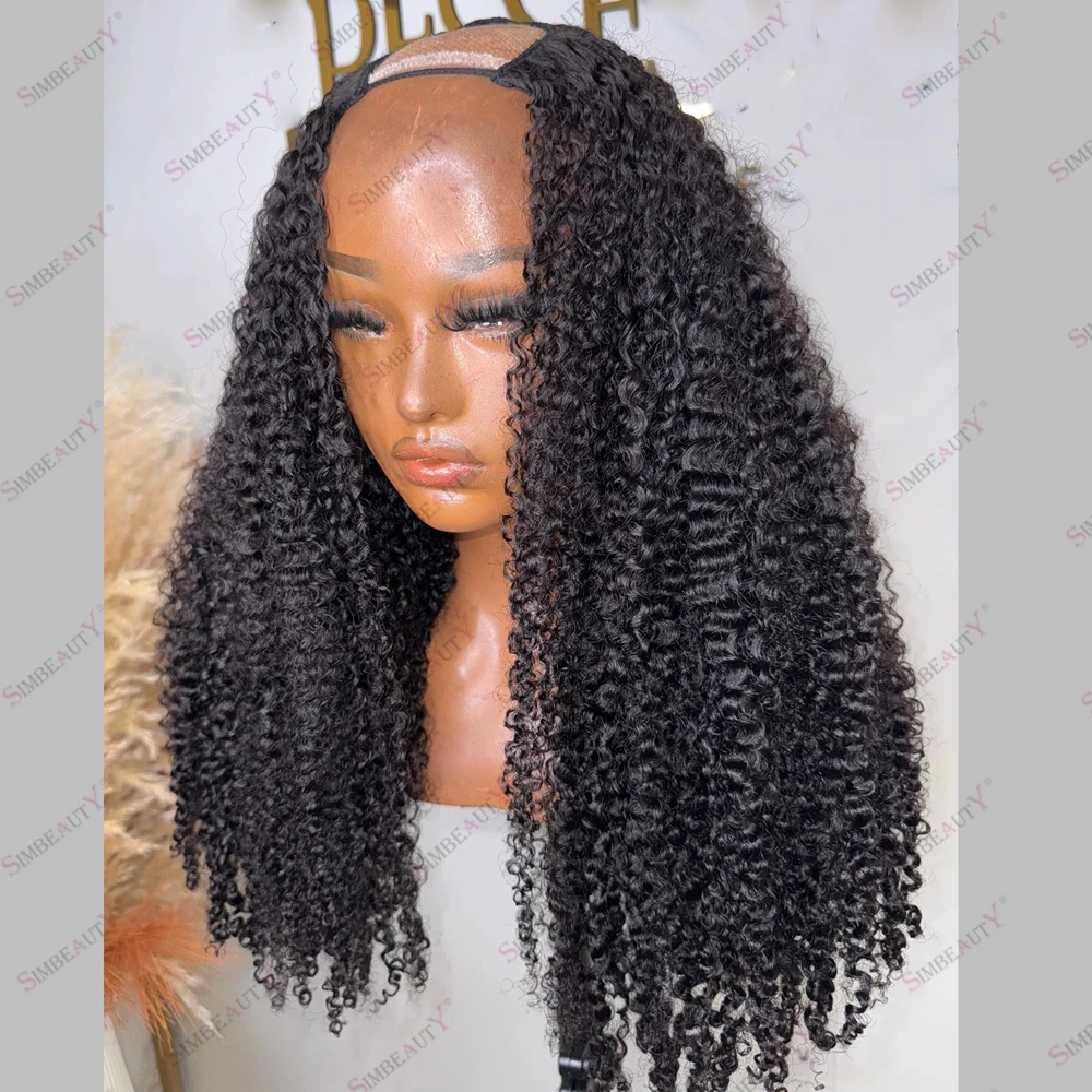

Afro Kinky Curly Human Hair Natural Black Cheapest U Part Wig for Africa American Women Glueless Afro Curl 1x4 V Part Wigs