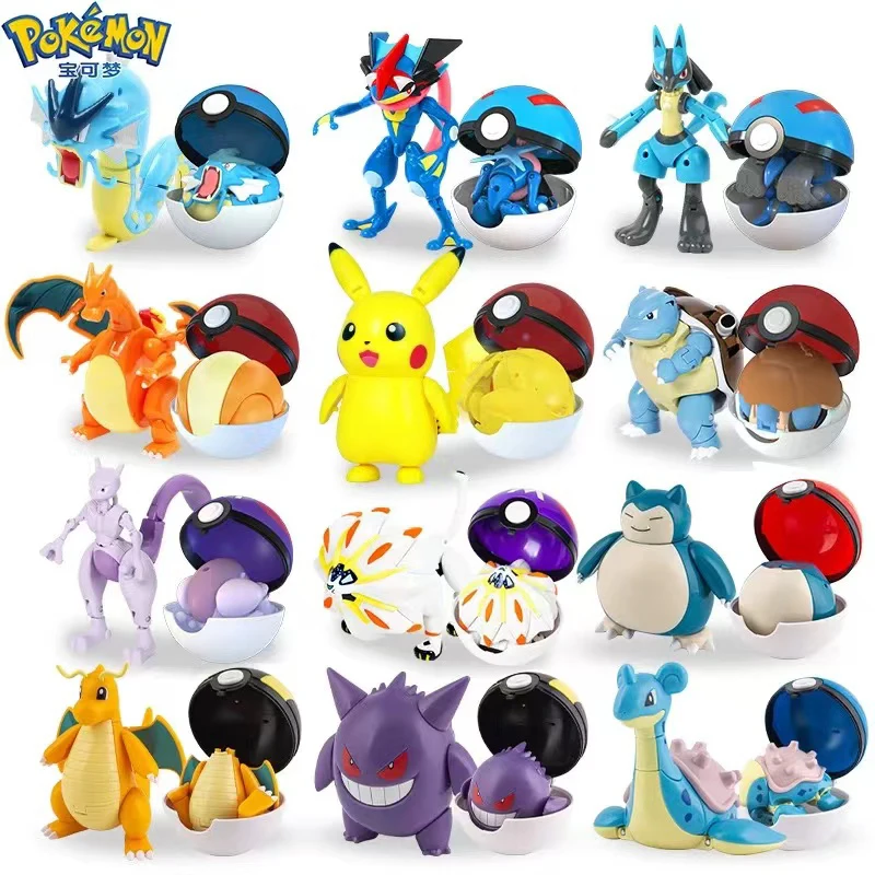 

Anime Pokémon Poke Ball Action Figure Pikachui Bugny Turtle Pendant DollPokemon Monster Children's Toy Gift
