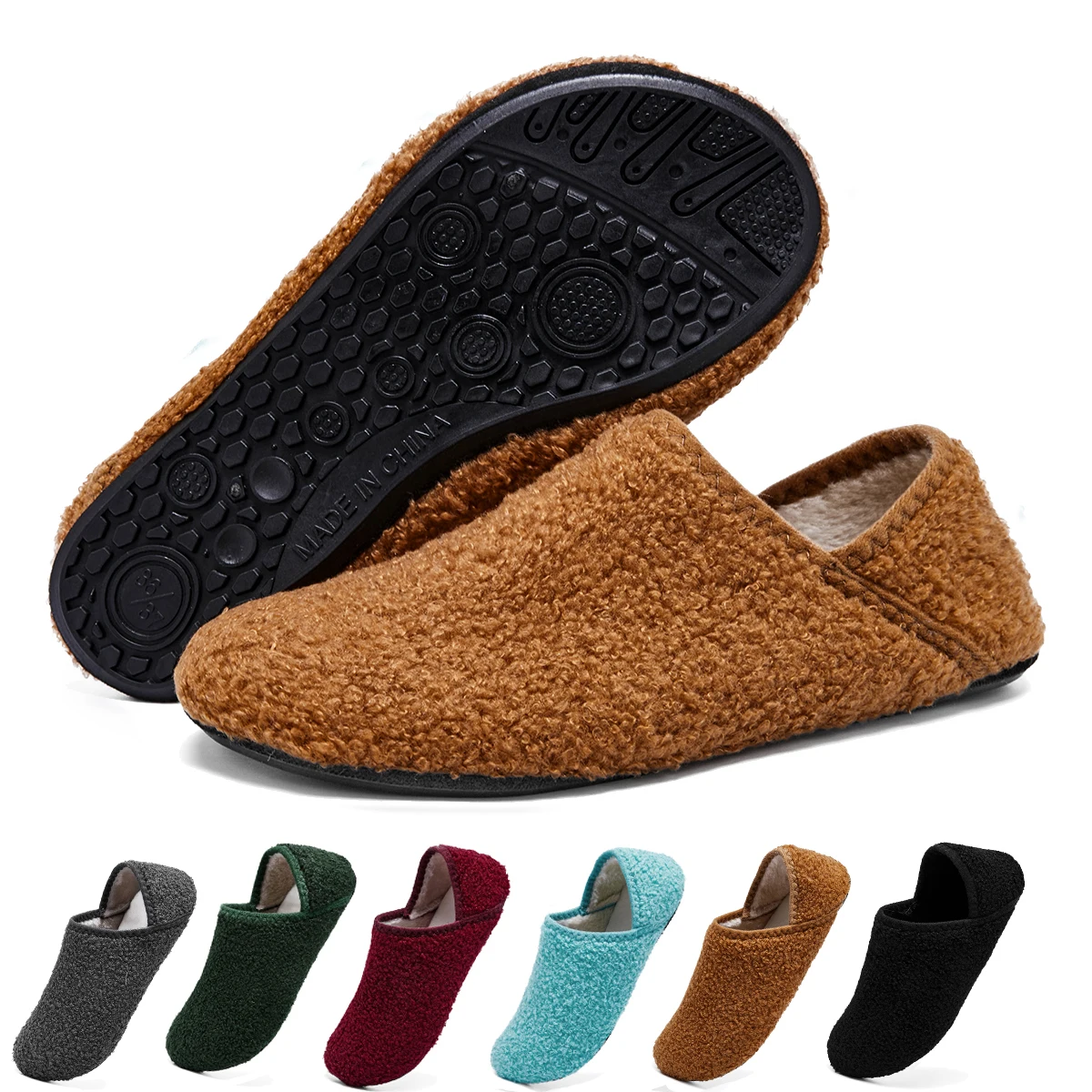 

Пара зимних теплых хлопковых тапочек с запахом пальцев, модные однотонные шлепанцы на толстой мягкой подошве для мужчин и женщин, домашняя нескользящая обувь на плоской подошве