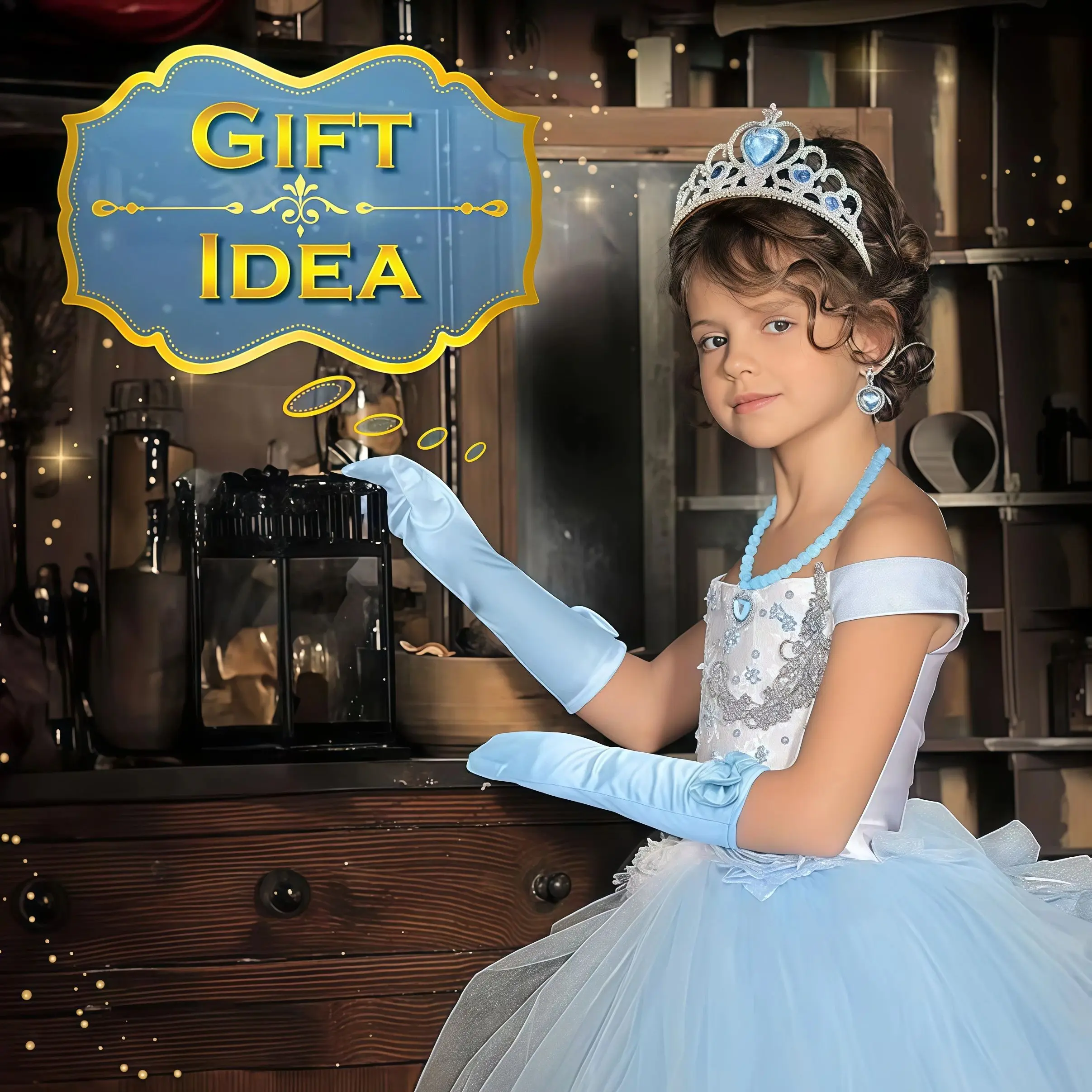 Ensembles d'accessoires de déguisement de princesse, couronne de princesse, diadème, gant, baguette pour petites filles, fête de bal d'halloween, cadeaux d'anniversaire de carnaval