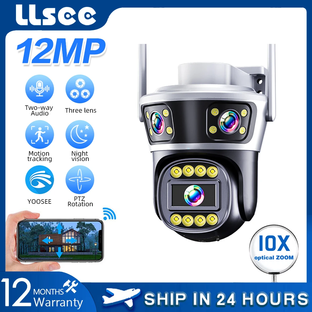 

LLSEE YOOSEE,Three lens,12MP,wireless WiFi camera,IP security camera,closed-circuit television camera,