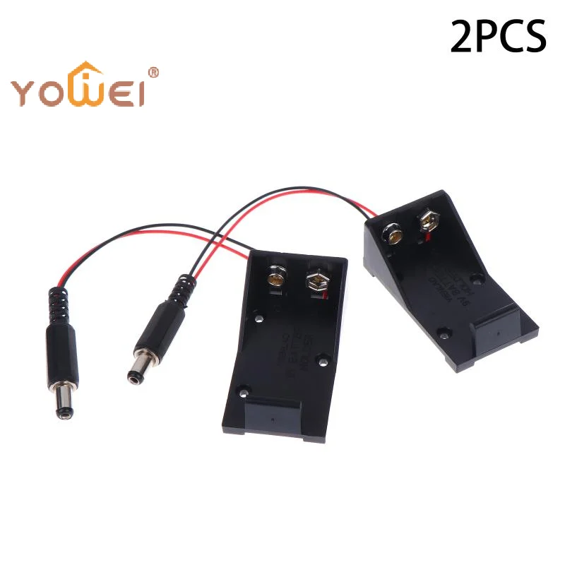 Latest 2 PCS 9V Battery Clip Holder Case Box With Wire Leads DIY Interface DIY Interfac Accessories