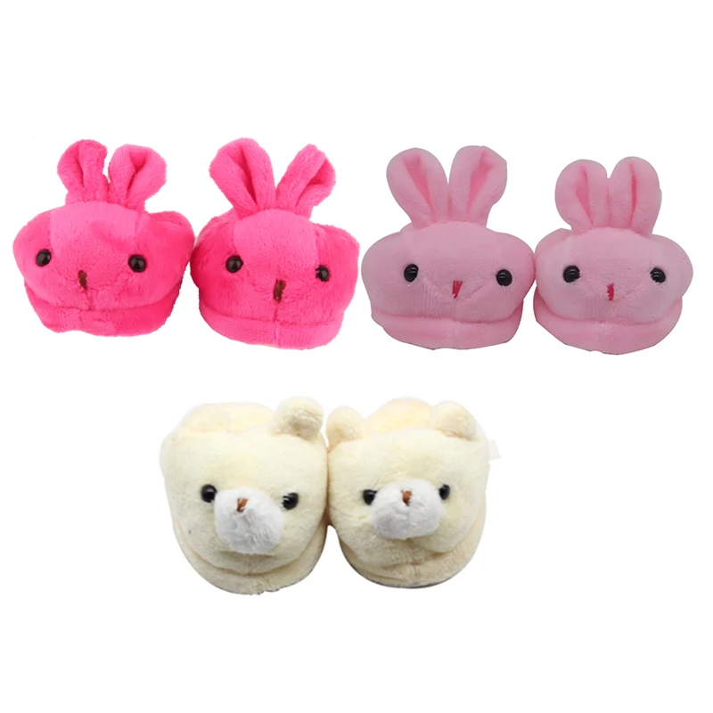 7cm Plush Doll Shoes Cute Bear,Tiger,Frog,Animal Slippers For American 18 Inch,OG&43cm Baby New Born Girl Doll Accessories Toy