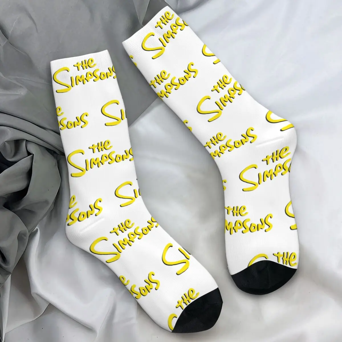 The Simpsones Logo Socks Casual Stockings Autumn Anti Sweat Men's Socks Medium Soft Design Outdoor Socks