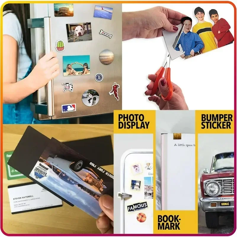 Grandes ímãs autoadesivos quadrados folhas magnéticas folha magnética macia para geladeira doméstica diy artesanato decoração de geladeira