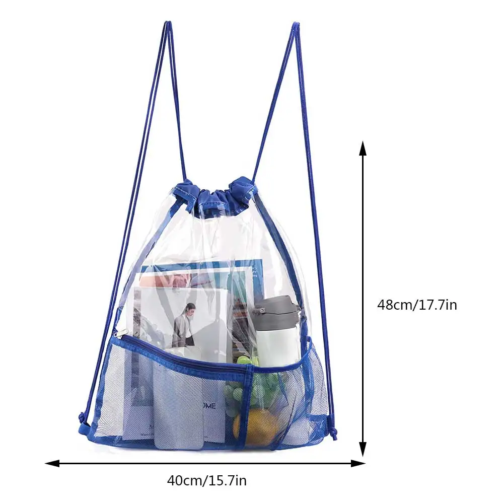 Men/Women Waterproof Clear Backpacks Transparent Drawstring Knapsack Large Capacity Outdoor Sports Bags PVC Teenager Backpack