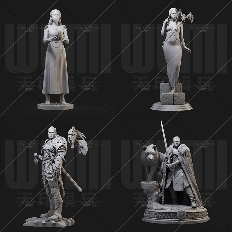 

1/24 1/18 Scale Rhaenyra Danlynis Damon Jon Ice and Fire Hymn Fantasy DIY Self-assembled GK 3D Resin Un-panited White Doll Toys