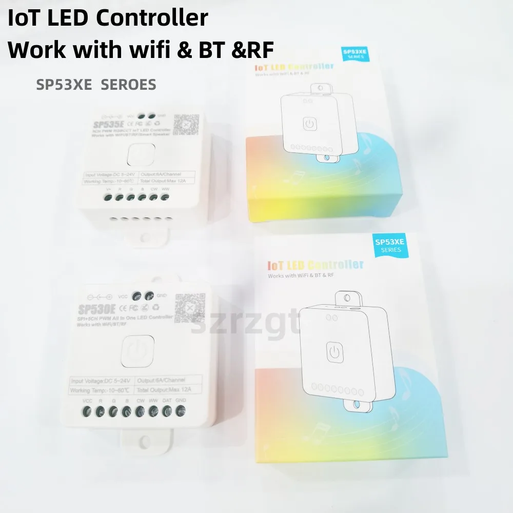 5V-24V Multi-Function SP530E SPI PWM 5CH All in One LED Controller RGB RGBW RGBCCT Sk6812 WS2811 5050 3528 12V LED Strip Light