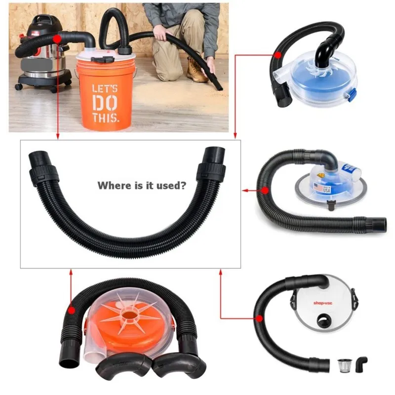 AC39-Dust Collection System Compatible Elbow And Vacuum Hose Kit Including 90-Degree Design For Wet Dry Vac
