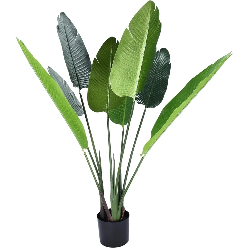 flybold Bird of Paradise Artificial Plant - Fake Tree Banana Leaf Faux Plants with 10 Realistic Green Leaves and Thick Durable P