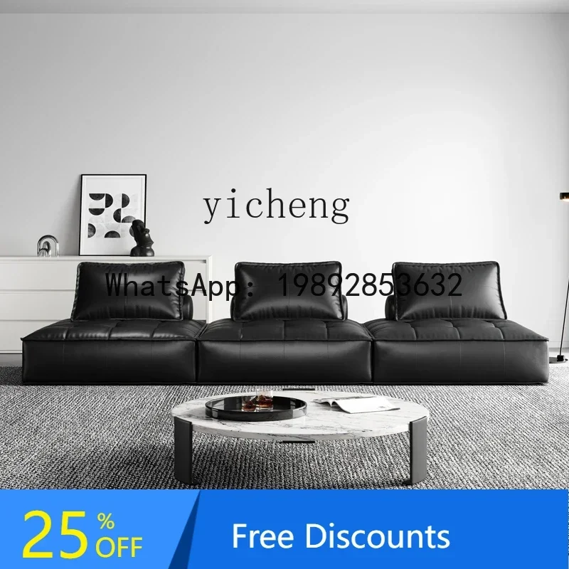 leather sofa living room free combination tofu block sofa first layer cowhide art sofa