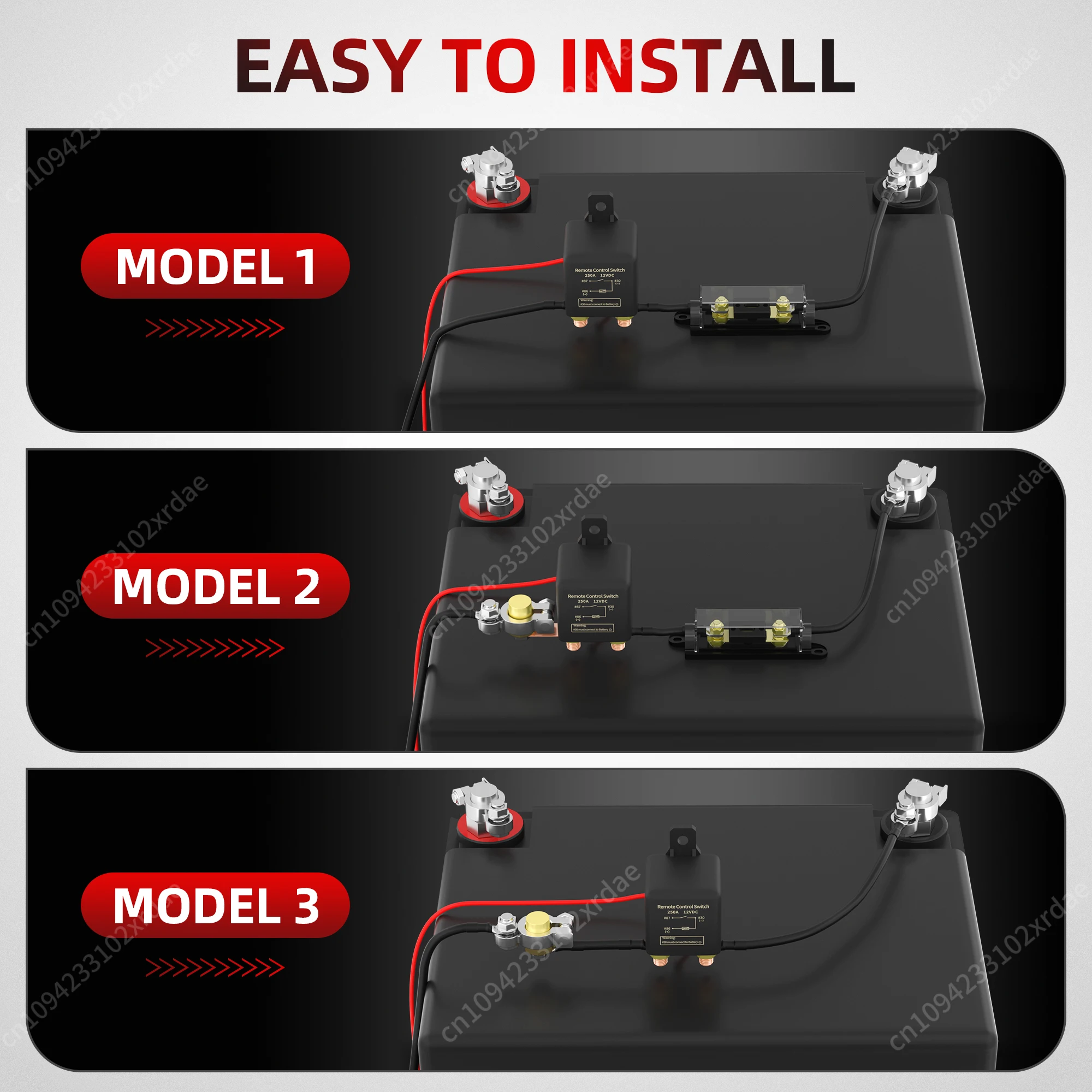 12V 250A Battery Kill Switch Wireless Remote Battery Disconnect Switch Theft Car Security Control Switch With 2keys for Car