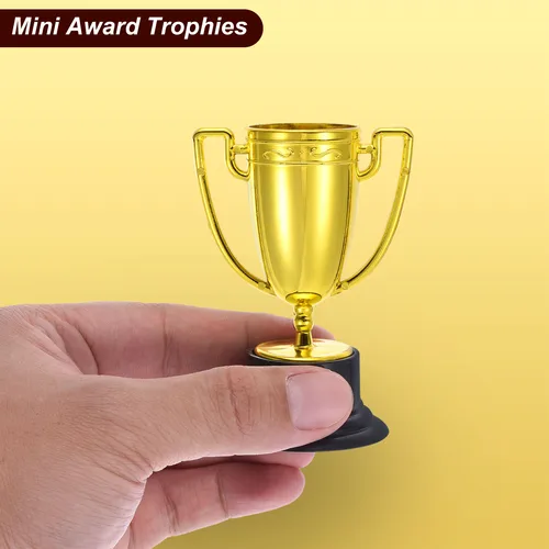 Imagen 2 del producto 40/48/60/100 Uds Mini trofeos dorados premio trofeo pequeño de plástico tazas de fútbol Copa dorada primer lugar ganador premio trofeos premio