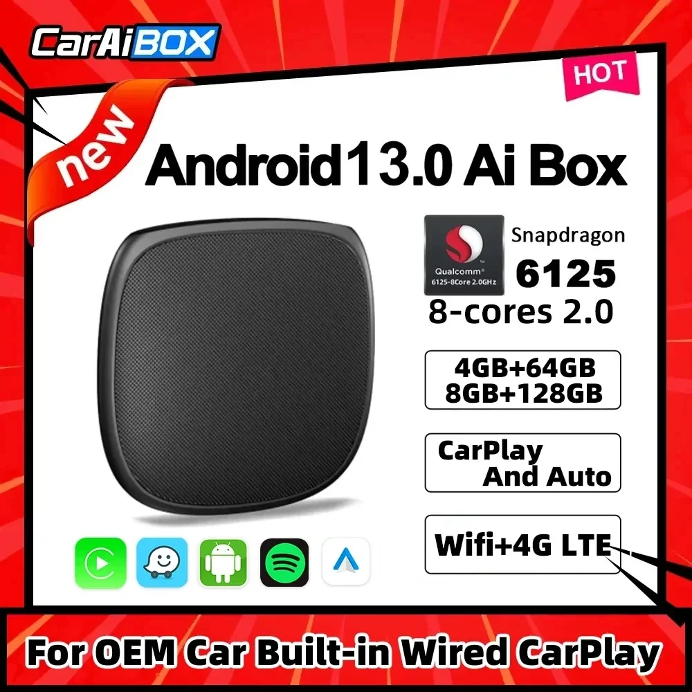 

CarAiBOX Android 13,0 CarPlay Ai Box Qualcomm 6125 8-ядерный процессор беспроводной Carplay Android авто для Toyota Volvo VW Kia Benz MG