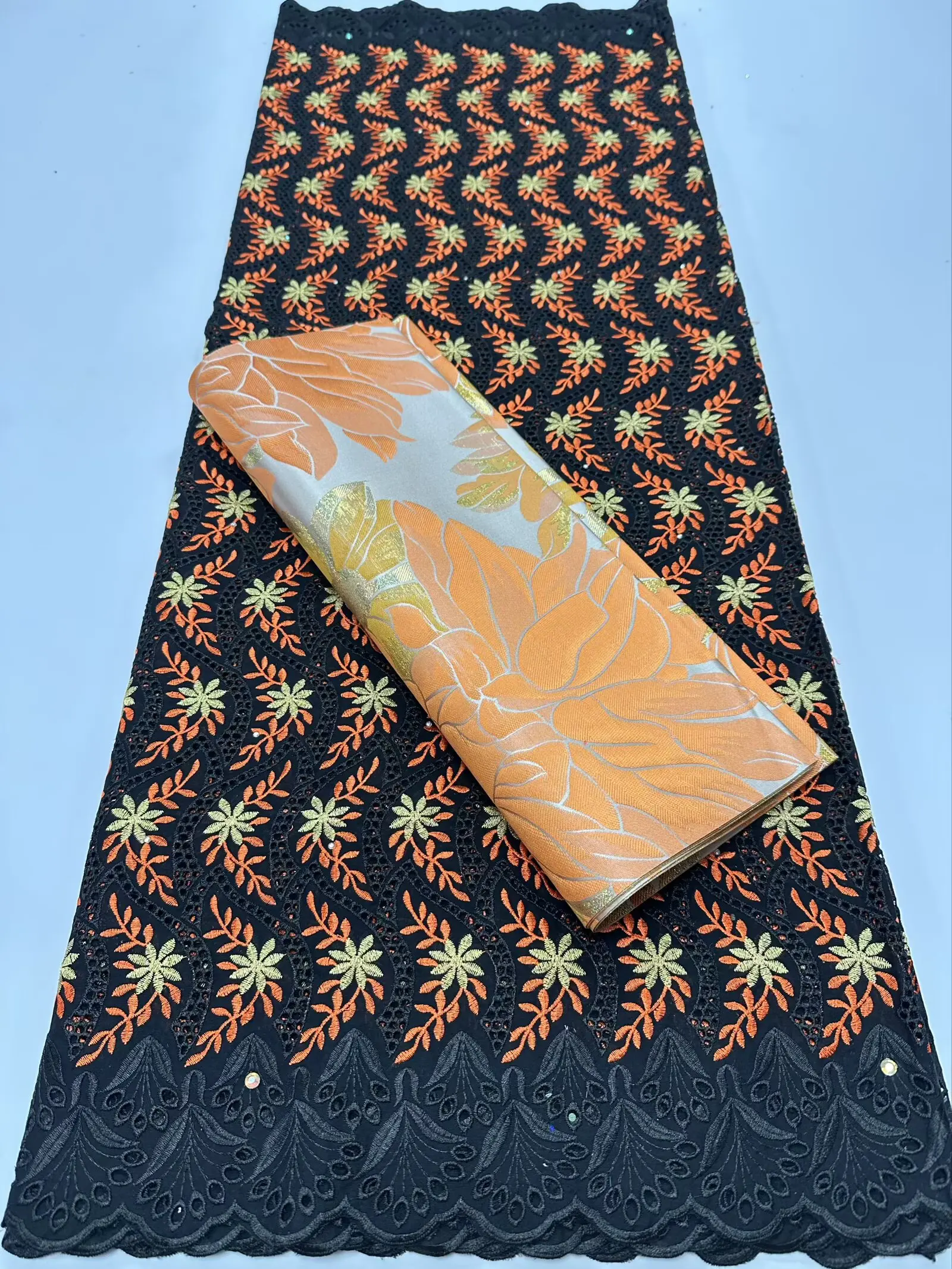 2025 Africa Cotton Lace Fabric 2.5 Yards With Scarf 2.5 Yards High Quality French Nigerian Cotton Fabric For Wedding Party Dress