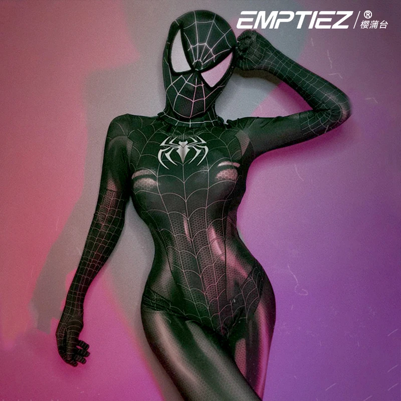 

Black Spider Jumpsuit Clothes Tights Zipper Adult Slim Fit Spider-Man Leotard Cosplay Clothes Anime Dolls Clothes Sexy Clothes