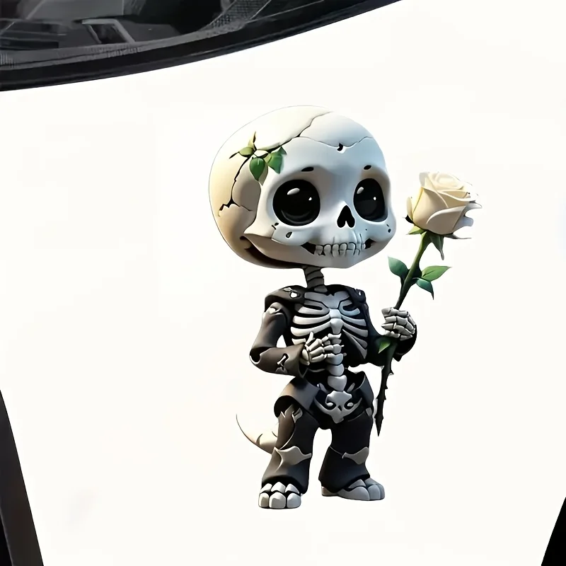 1 шт. наклейка со скелетом и розой — забавная романтическая атмосфера для скейтбордов, чехлов для ноутбуков и телефонов — съемный модный декор
