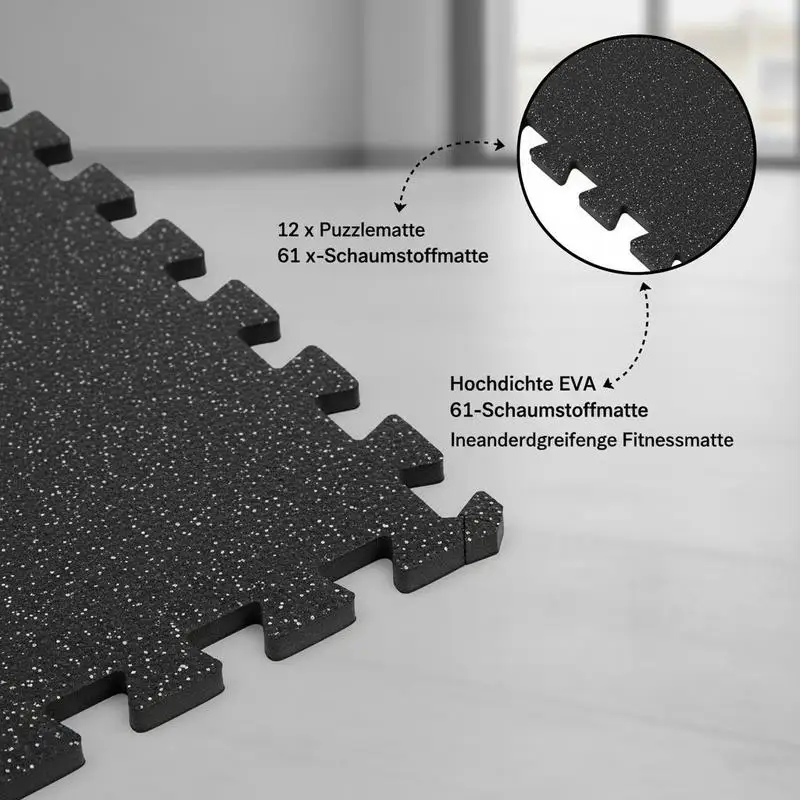 Puzzle Exercise Mat, 12 PCS Fitness Equipment Mats, 24 x 24 x 0.79 in, High-Density EVA Foam Mats Set, Interlocking Rubber Soft Tiles, Protective Floor Padding with Gray Dots for Home Gym Office - view 6