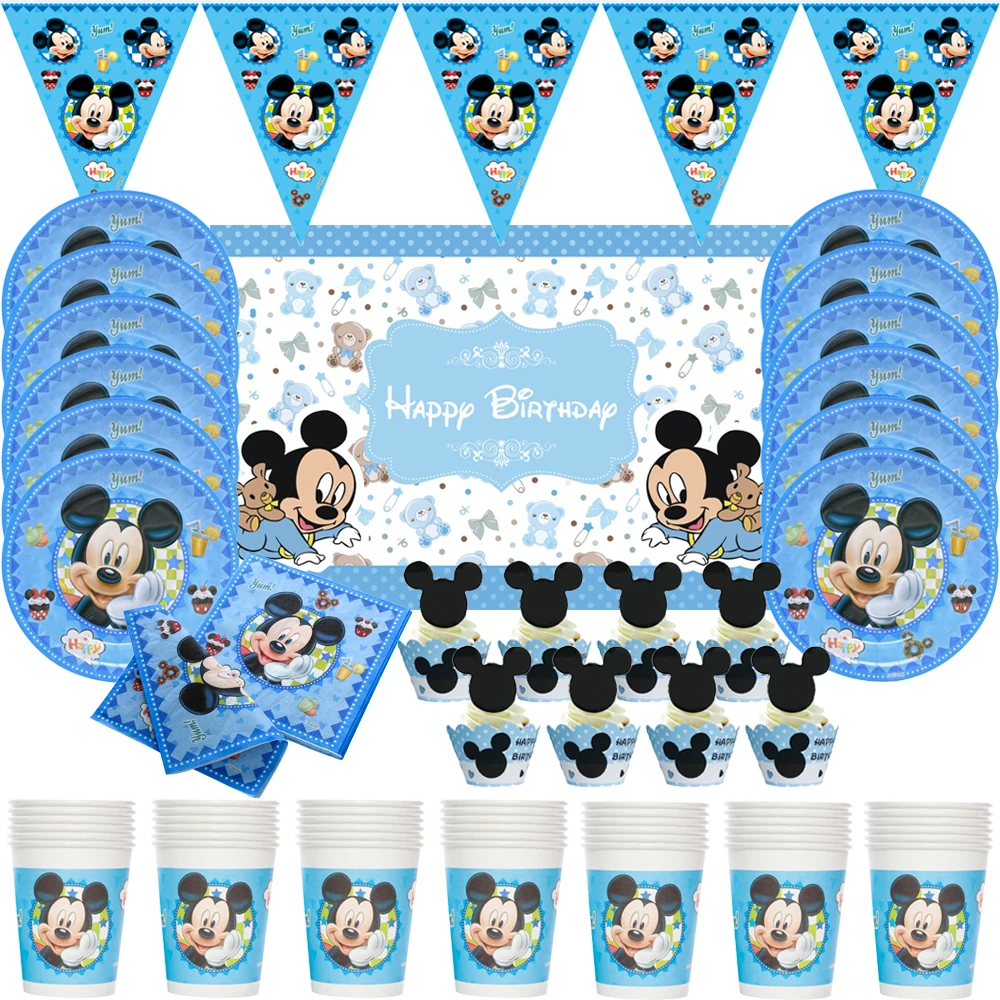 

Disney Mickey Mouse Party Supplies Decorations Paper Cups Plates Napkins Banner Tablecloth Balloons Boys Birthday Baby Shower