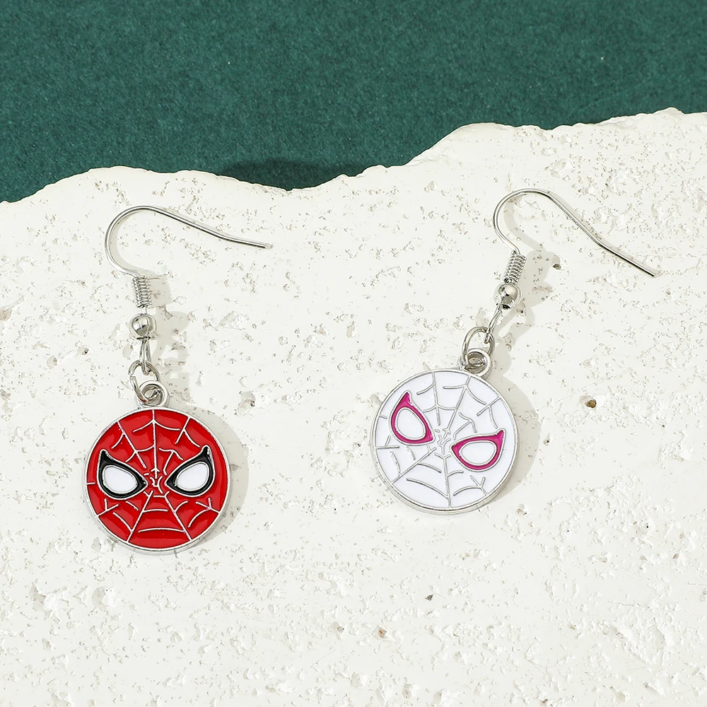 Marvel Anime Cartoon Spider Man mask Asymmetrical Pendant Earrings Creative Trendy Personalized Fashionable Jewelry