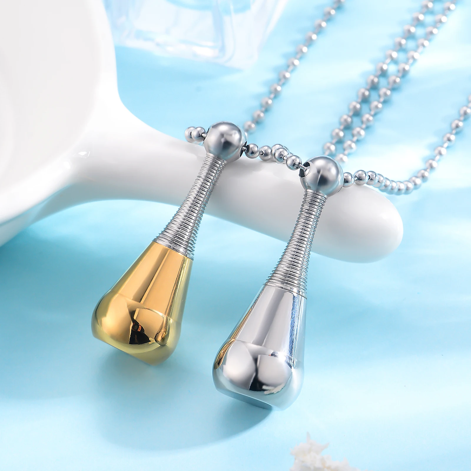 Mode Edelstahl Parfüm Flasche Memorial Schmuck für Asche Andenken Anhänger Feuerbestattung Urne Halskette für menschliche Asche – Detail 2