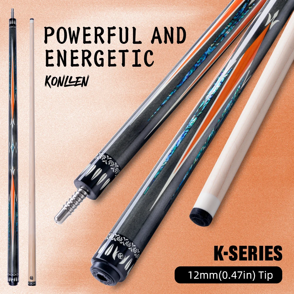 

KONLLEN Maple Pool Cue K Series Low Deflection Profession Ultra-smooth Billiard Pool Sticks with 12mm tip