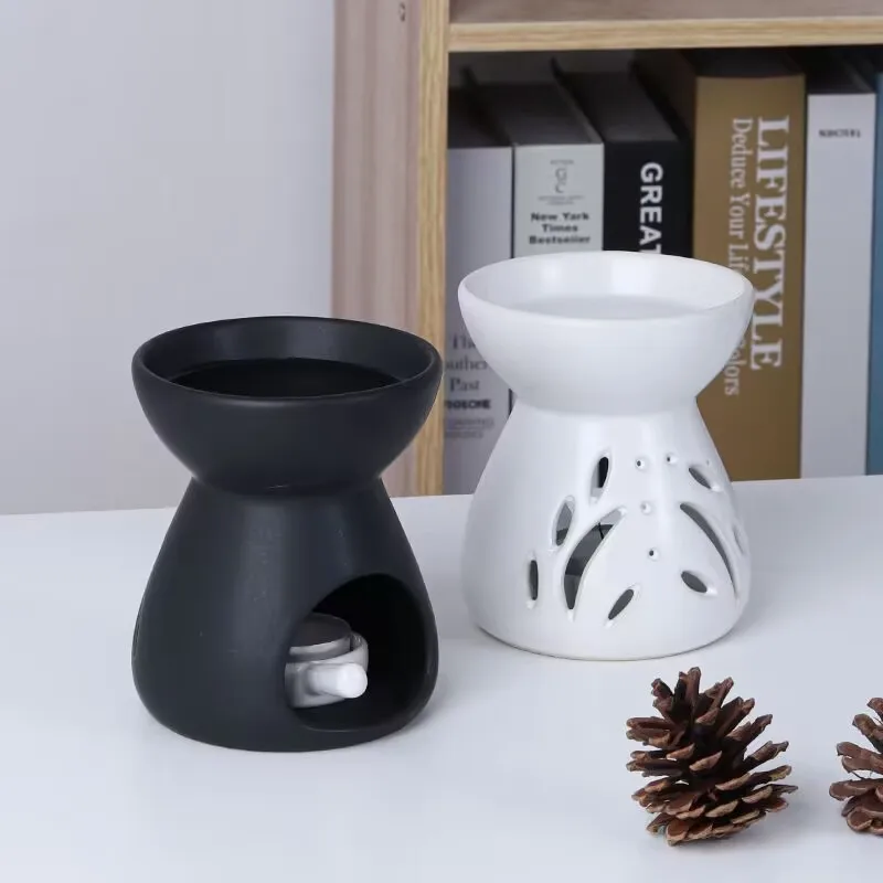 100ml Keramik-Duftlampe mit Kerzenhalter für Sandelholz-Räucherstäbchen, Trockengehschutz, Schlafhilfe, Ätherische Öl-Lampe mit Kerzentablett