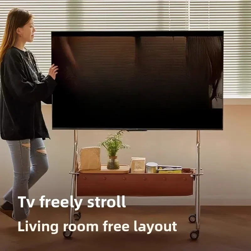 

TV mobile bracket Nordic retro floor removable, living room TV rack cabinet