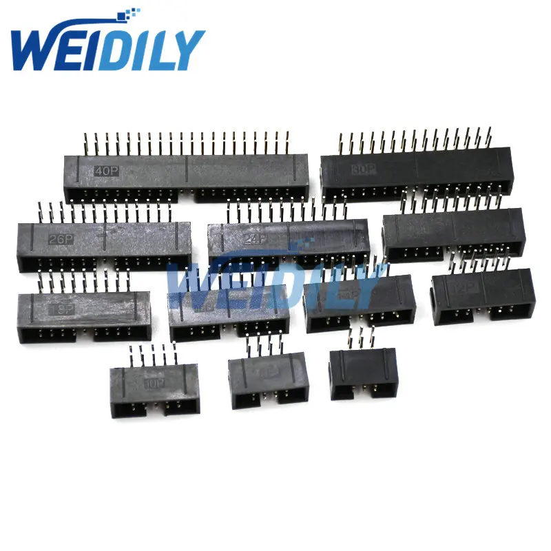 5PCS Right Angle DC3 6P 8P 10P 14P 16P 20P 26P 30P 40P Pitch 2.54mm Socket Header Connector ISP Male Double-spaced IDC JTAG