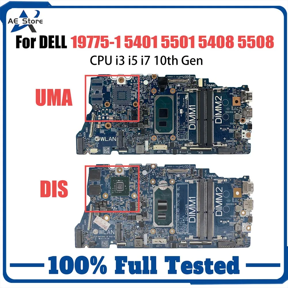 Motherboard Laptop untuk DELL 5401 5501 5408 5508 0N03X9 085C41 19775-1 komputer Mainboard CPU dengan i3 i5 i7 10th Gen MX330 2G