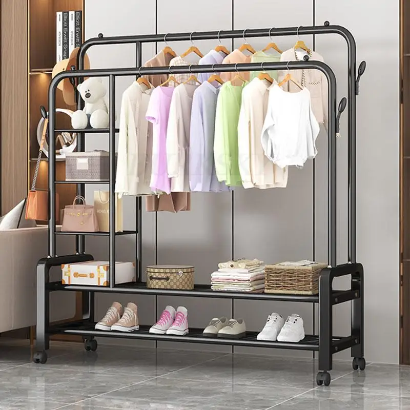 Hanger Furniture Metal Clothes Rack Coat Clothing Rack Wardrobe System Stand Hangers For Room Clothes Shelf Storage Wall Shelves