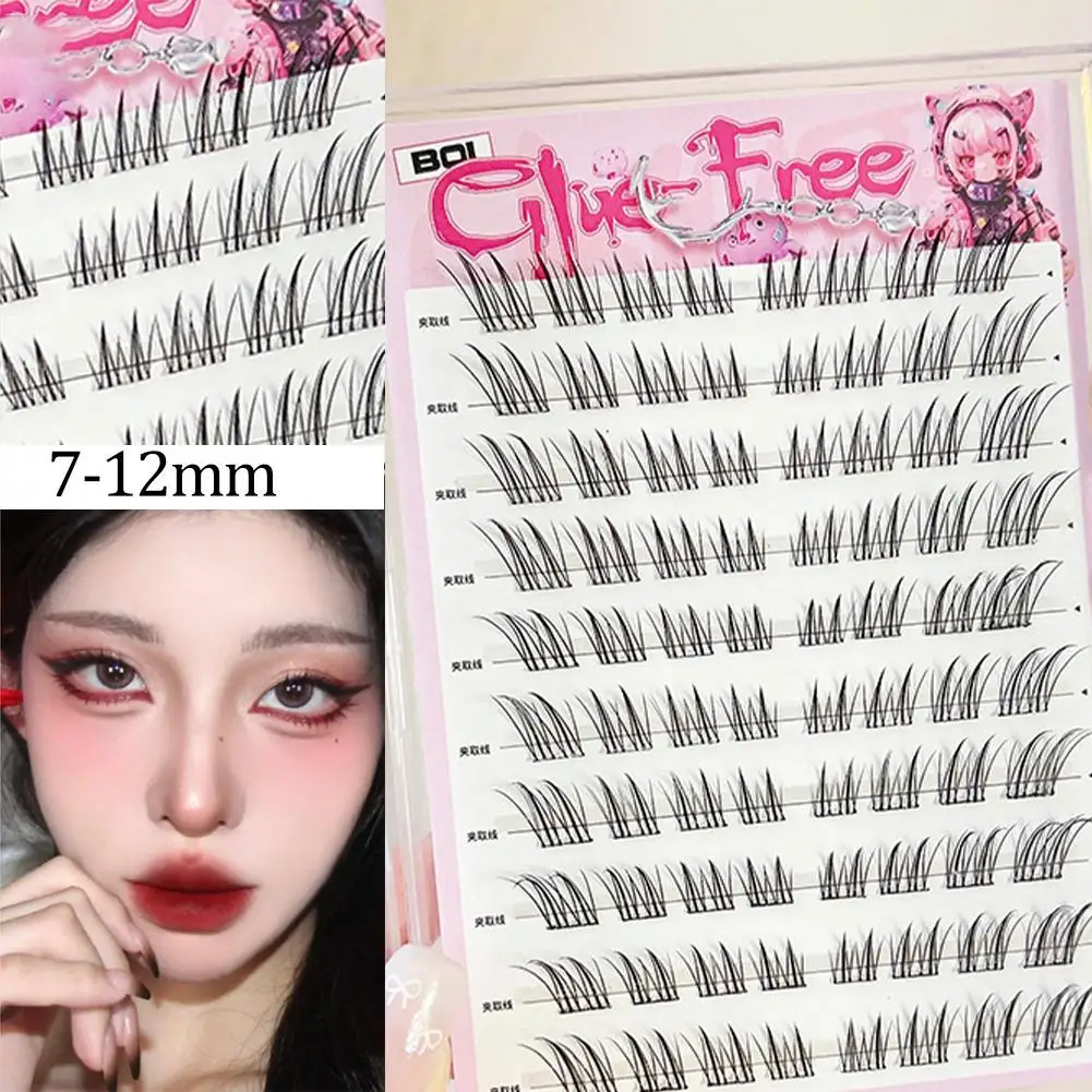 Ciglia finte senza colla da 7-12 mm riutilizzabili necessarie soffici ciglia autoreggenti dall'aspetto naturale cosmetico quotidiano per gli occhi