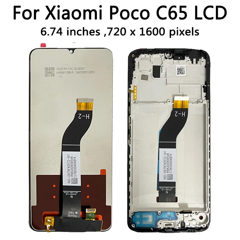 6.74\'\' AAA Quality For Xiaomi Poco C65 LCD Display Frame Screen Touch Screen Panel Digitizer For poco C65 2310FPCA4G Display