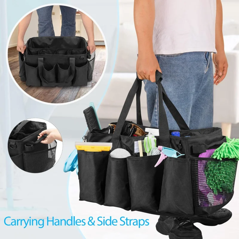 

Очень большой органайзер для чистки Caddy с ручками, большая вместительная сумка для чистки инструментов, товары, автомобиль, дом, уборка, черный