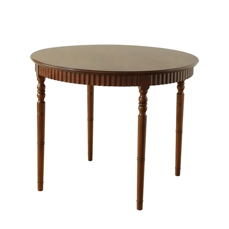 

Round table small apartment, medieval solid wood dining table, French restaurant coffee table and chair combination