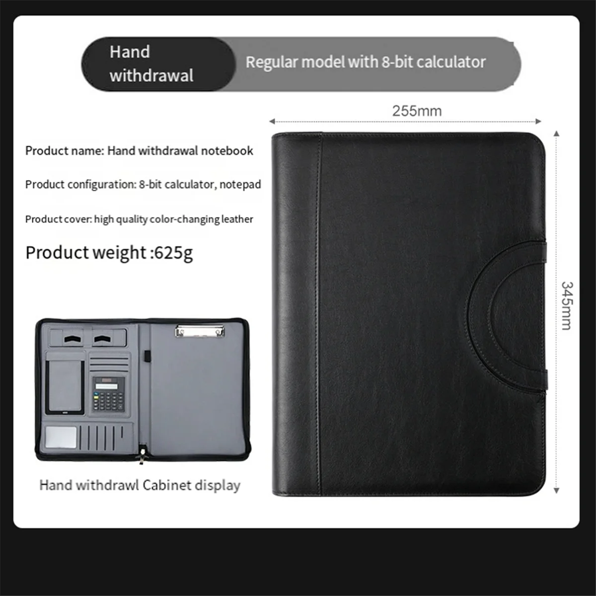 AA98 Portable Business Padfolio Portfolio Case Contract File Folder A4 Conference Folder PU Leather Portfolio Folder