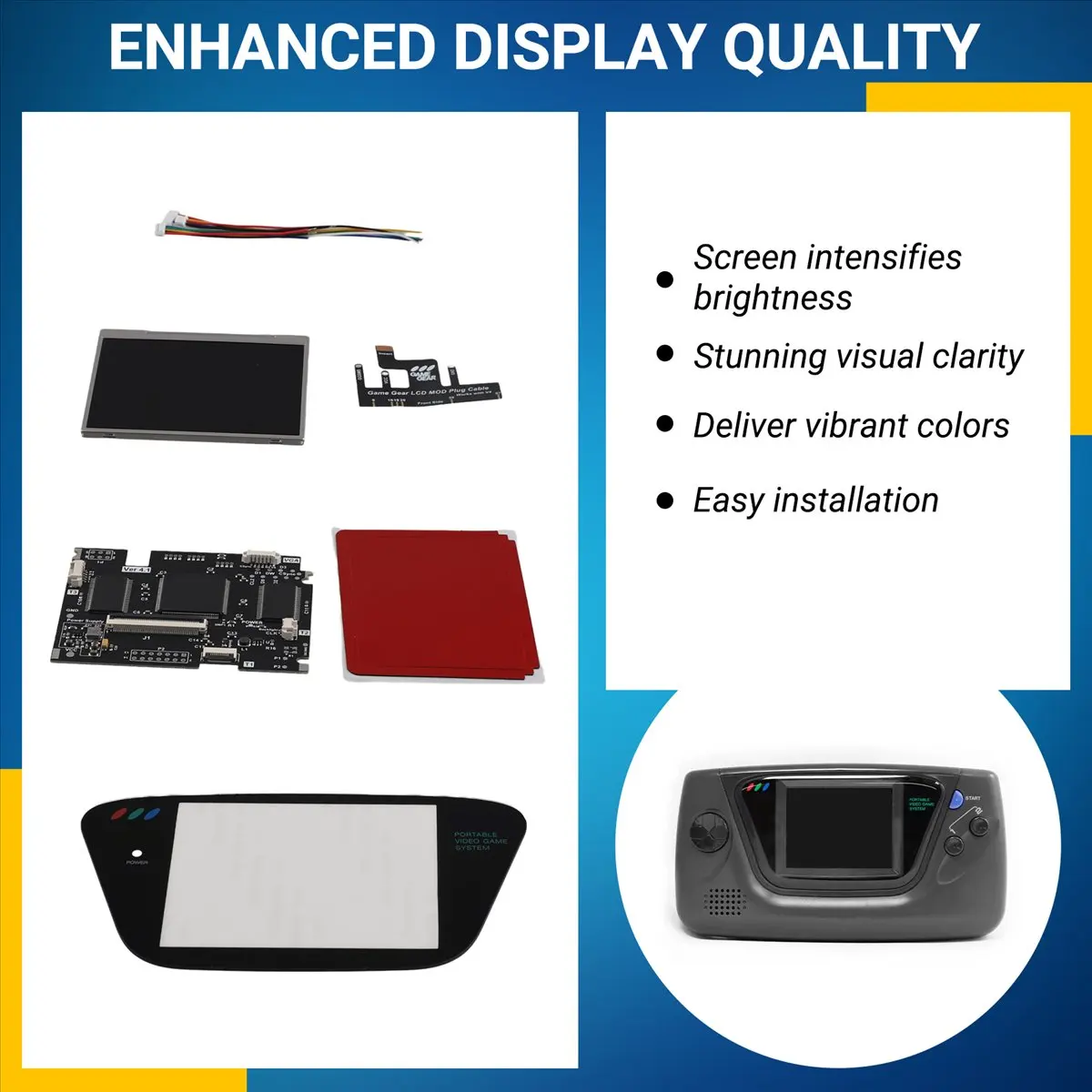 【SPECIAL OFFER】V4 IPS OGS LCD Screen Kits for Game Gear Full Screen V4.0 Display LCD Highlight Brightness for Black