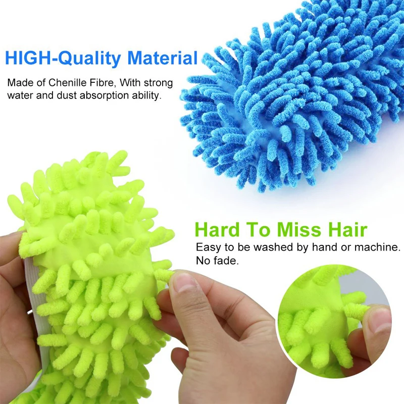 1PCS Chenille Dust Mop Slippers Foot Socks Mop Caps Multi-Function Floor Cleaning Lazy Shoe Covers Dust Hair Cleaner organizer