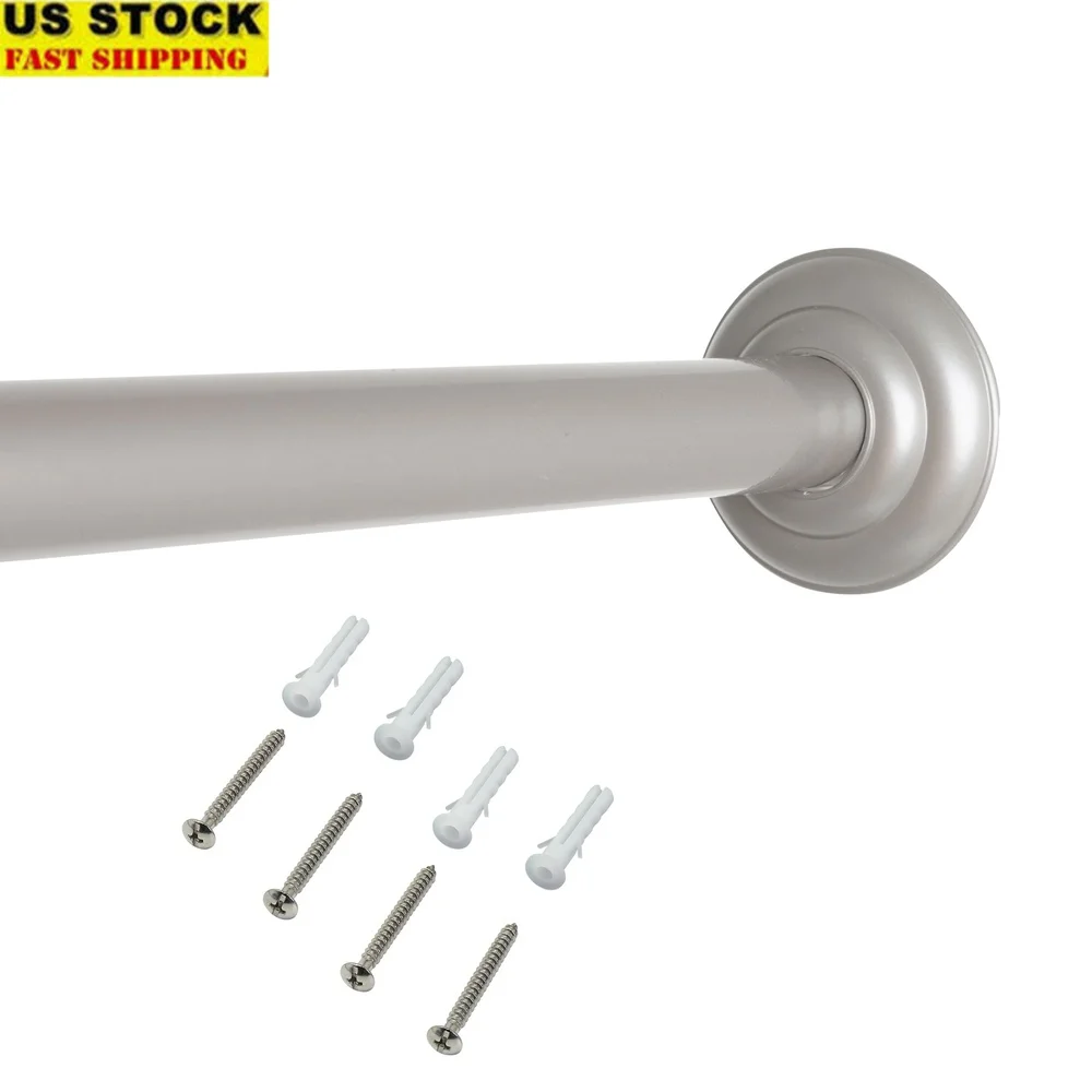 

Wall Mounted Metal Adjustable Shower Curtain Rod 41 to 72 Inch Easy Install Nickel Finish Durable Hardware Included