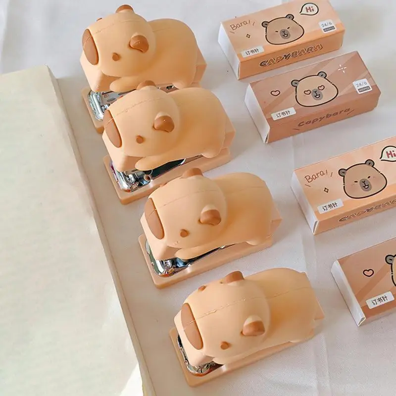 Маленький набор степлеров, 3D капибара, милый мультяшный степлер, многофункциональный степлер со скобами для студентов, школьные принадлежности