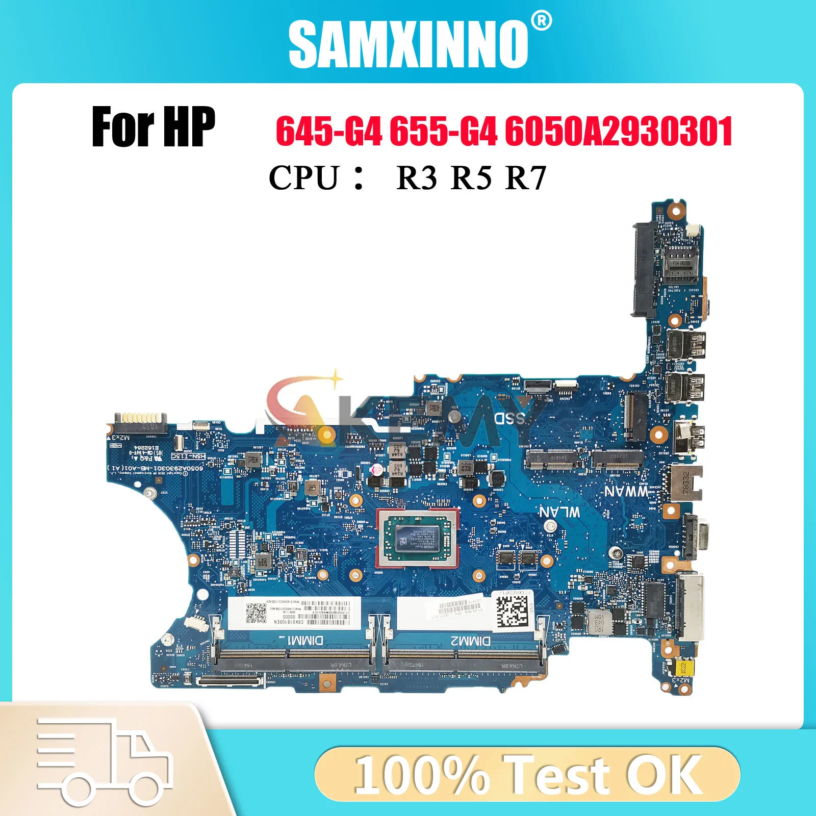 

6050A2930301 для HP ProBook 645 G4 655 G4, материнская плата для ноутбука L12801-601 L12800-601 с процессором R5-2500U R7-2700U, 100% полностью протестировано