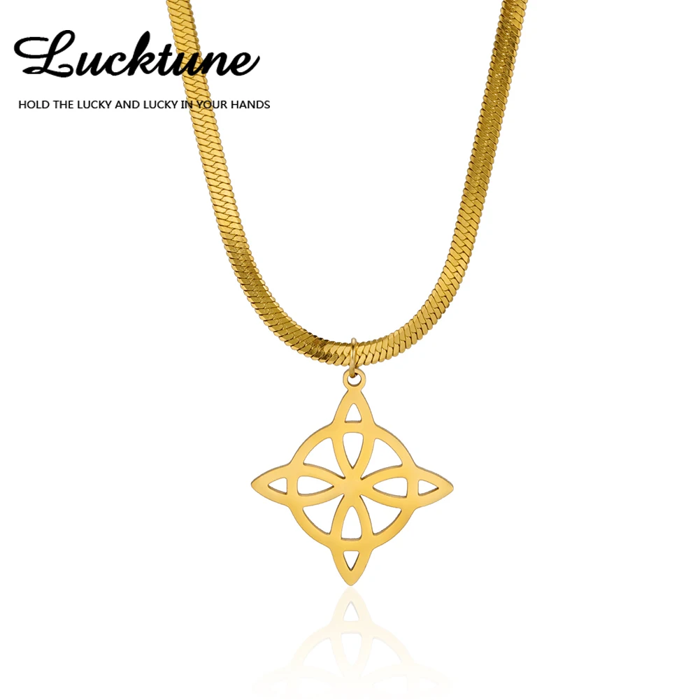 Lucktune Witchcraft Witch Knot Snake Chain Necklace Stainless Steel New Irish Knot Pendant Necklace for Women 2024 Wicca Jewelry