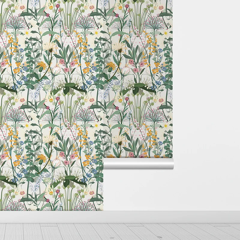 Fresh Green Floral And Leaves Peel And Stick Wallpaper Chic Spring Leaf Self Adhesive Living Room PVC  Wall Stickers