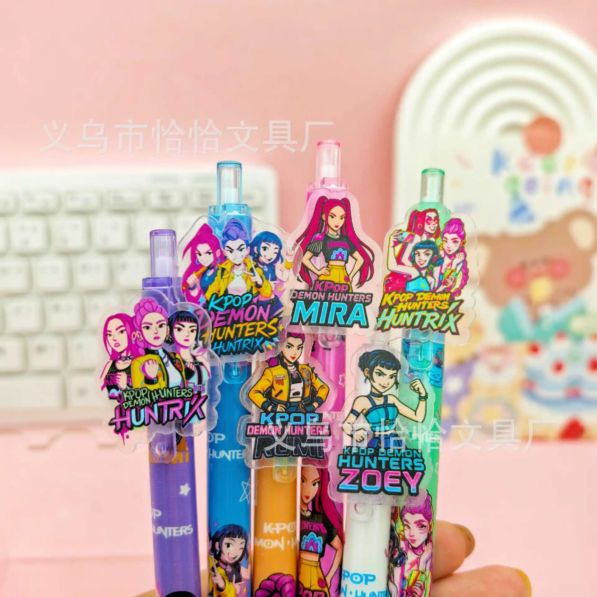 

KPOP pen-style neutral pen stickers featuring Korean manga-style cute schoolgirl stationery
