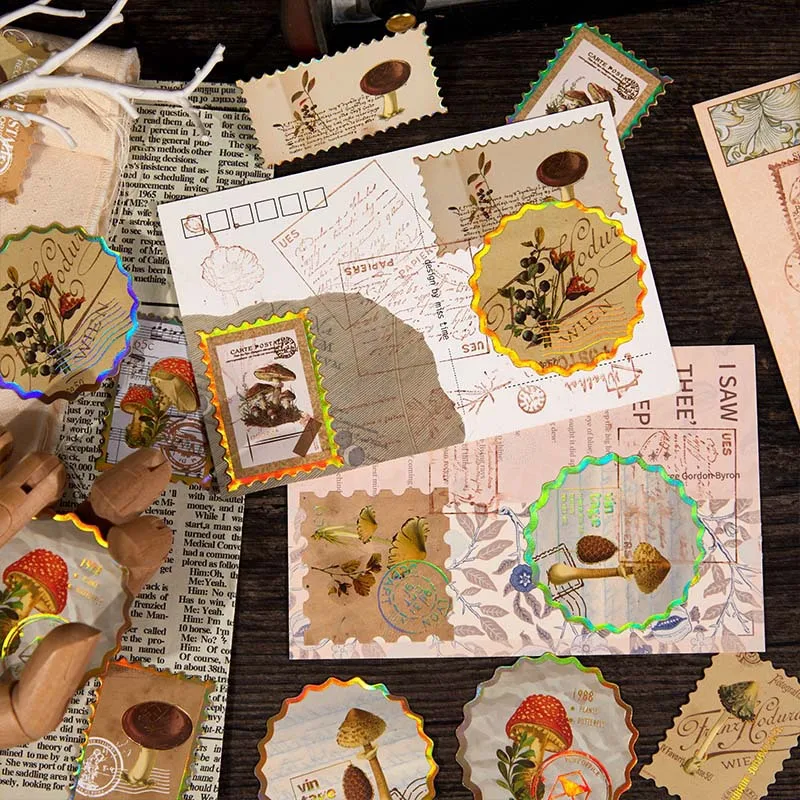 40 - ختم عتيق - حزمة ملصقات على الطراز، مع رسوم بريدية قديمة - أنماط مستوحاة لتزيين المجلات وسجل القصاصات