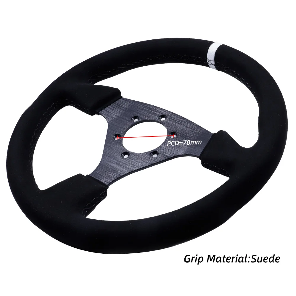 13Inch 330mm Steering Wheel Flat Suede Car Drift Sim Racing Steering Wheel Control 70mm/PCD 6061-T6