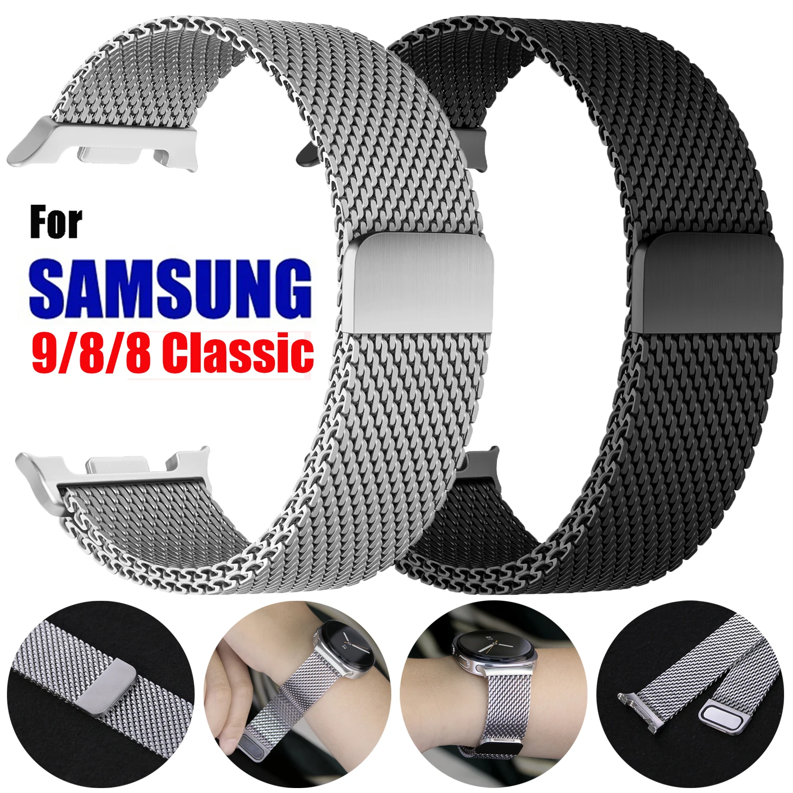 Milanese Loop Band für Samsung Galaxy Watch 9 8 Armband 40mm 44mm Magnetisches Edelstahlarmband für Samsung 8 Classic 46mm