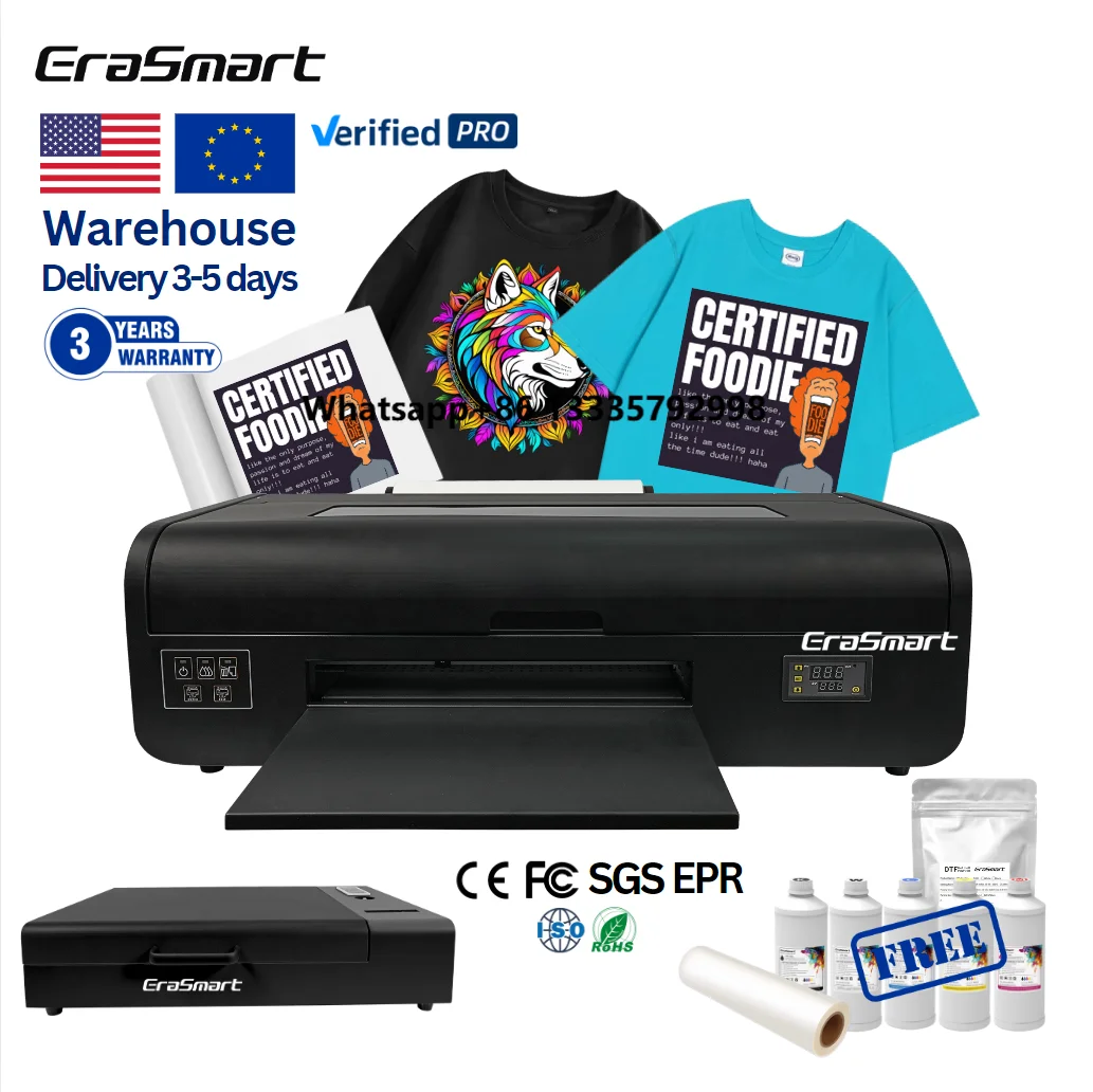 

EraSmart 1390 Print Head A4 A3 DTF Pink Roll to Roll Printer T Shirts Printing Machine Heat Transfer Printing for Cloth Textile