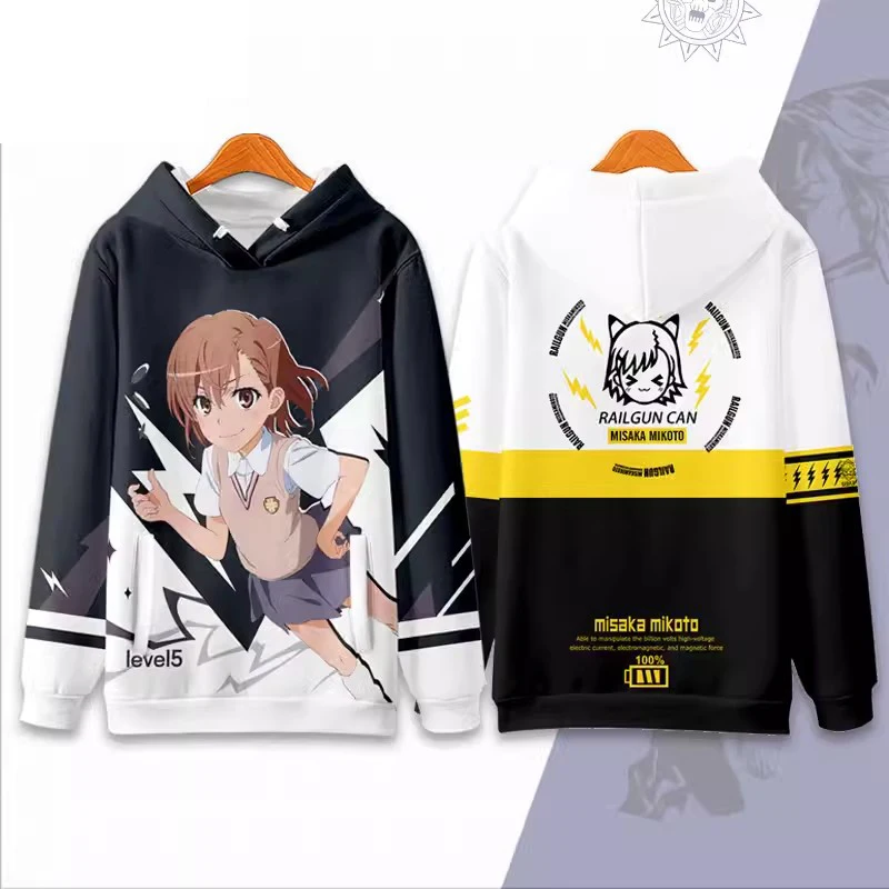 Misaka Mikoto A Certain Magical Index Anime Sweatshirt Coat Loose Hoodie Casual Pullover Oversized Plus COS Clothing With zipper