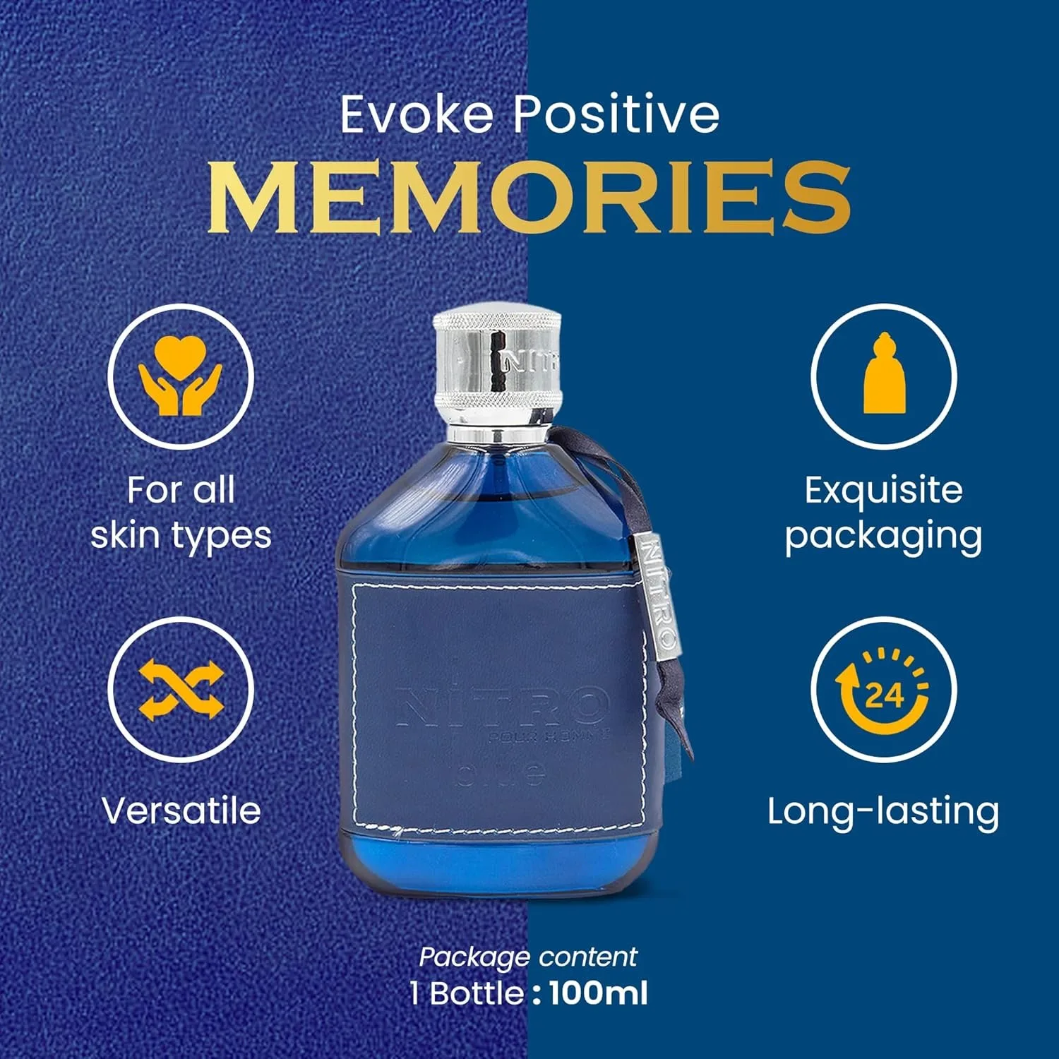 Dumont Nitro Blue - Fresh Aquatic Floral Woody Fragrance - Luxurious Long Lasting Scent -  3.4 Oz Eau De Parfum for Men view 4